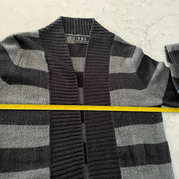 Long Black Gray Striped Cardigan - NWD Size S - Picture 4 of 10